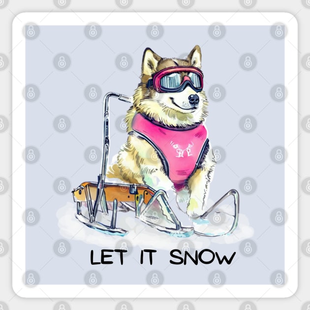 LET IT SNOW - Husky Sticker by ZogDog Pro